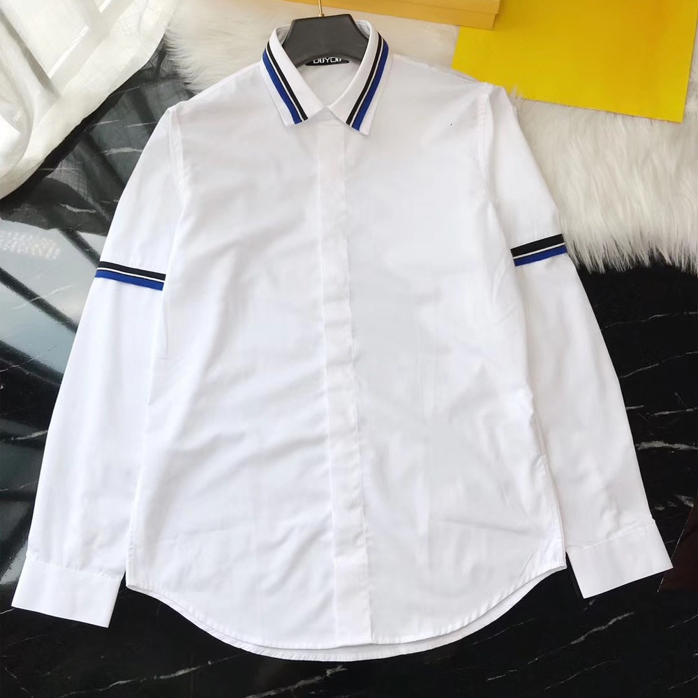 

Mens Cotton Dress Shirt Men Double Sleeve Stripes Print High Quality Slim Fit Casual Shirts Dy2289 Db5m, White 2