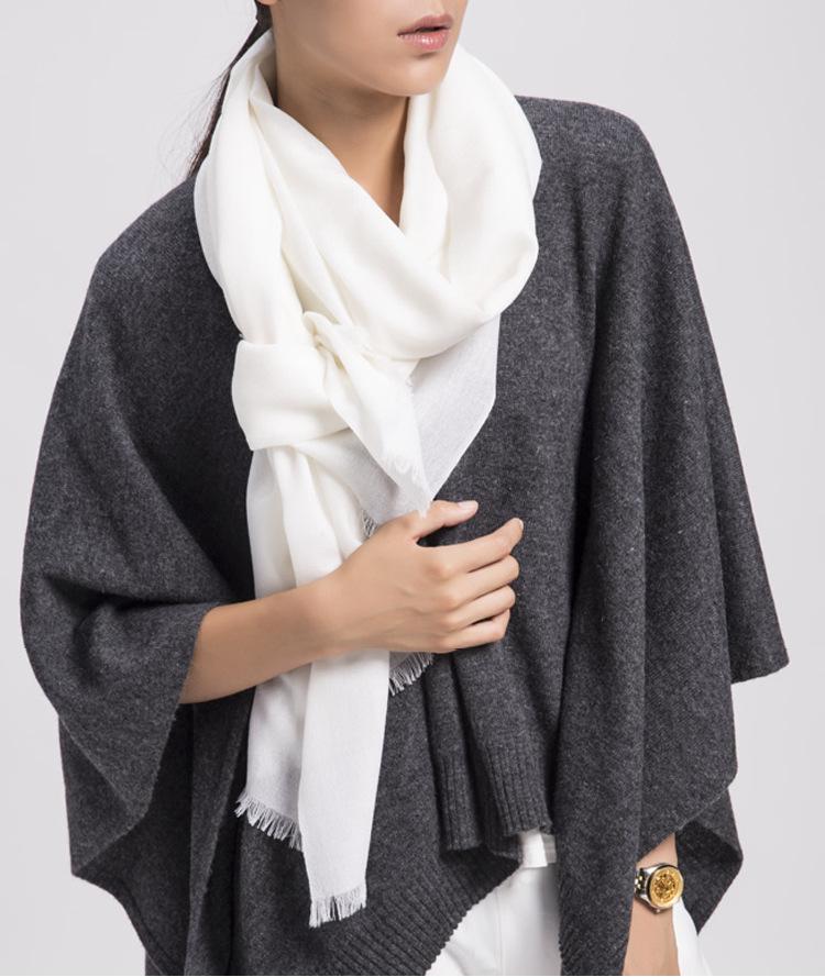 

High-end 80 pure wool scarf shawl manufacturers all-match white scarf professional pure color