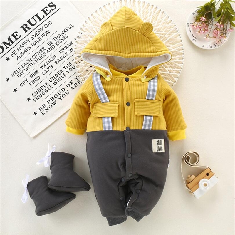 

Baby Winter Rompers Newborn Cotton Jumpsuit Thick Baby Girls Boys Warm Jumpsuit Autumn Infant Wear Kid Climb Overall Clothes 201127, Picture color