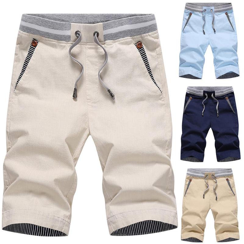 

Men Summer Casual Drawstring Shorts Sports Cycling Beach Sweatpants Fifth Pants, Khaki