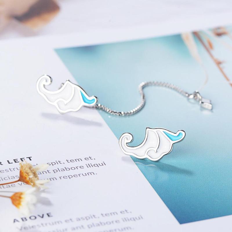 

Stud KOFSAC Sweet 925 Sterling Silver Earrings For Women Jewelry Cute Asymmetry Clouds Long Tassel Girl Party Ear Accessories