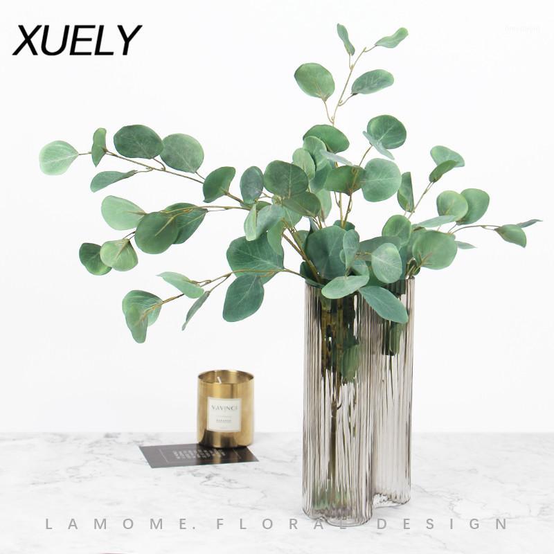 

89cm Artificial Leaves green Eucalyptus leaf plants wall Material wedding decoration fake plants flores party home hotel decor1