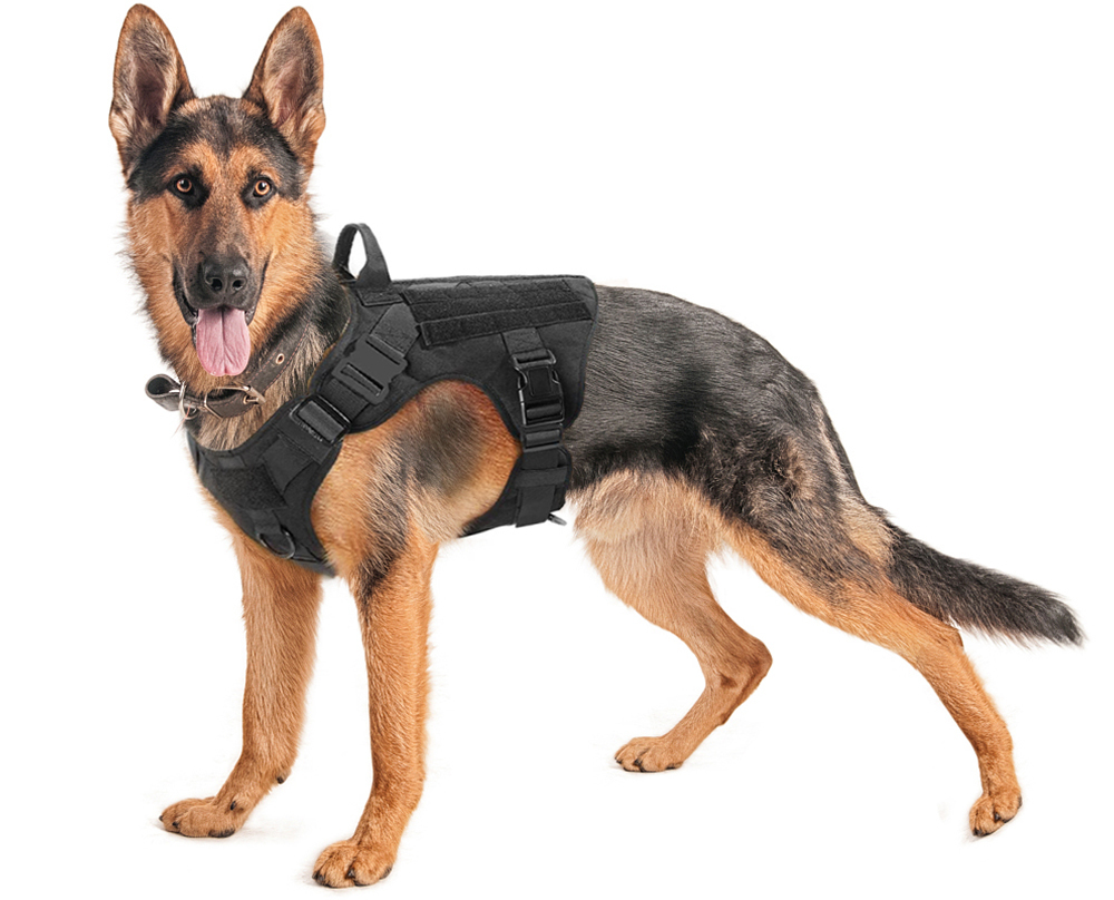 Military Tactical Dog Harness Pet Training Dog Vest Metal Buckle German ...