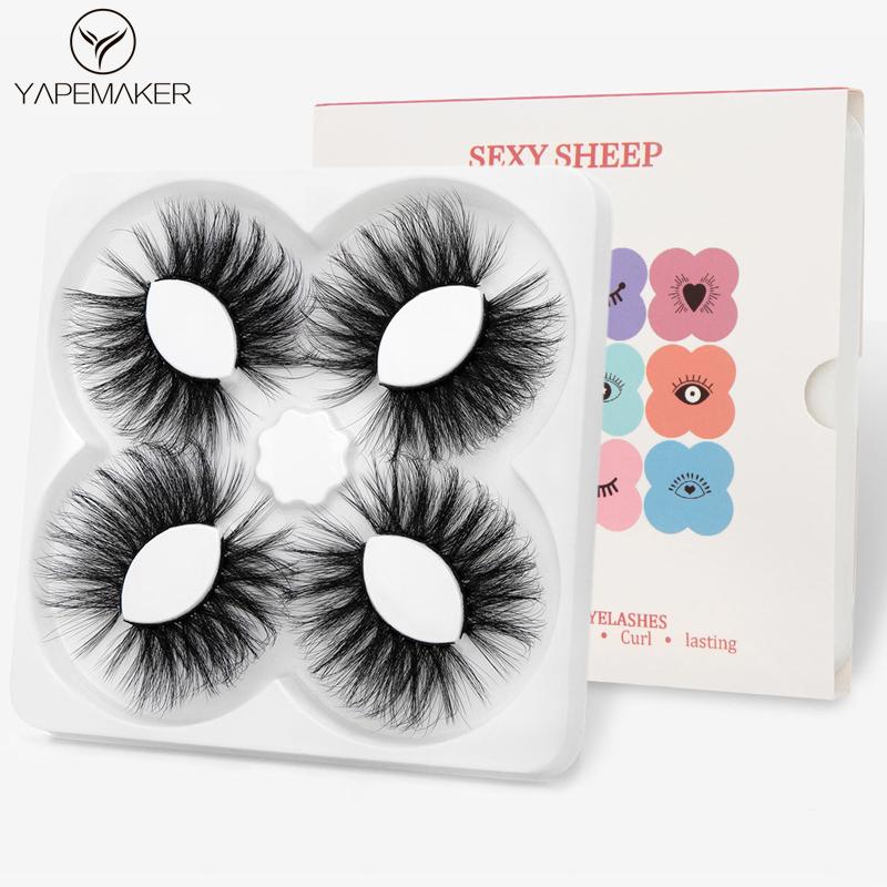 

4 Pairs Natural Long Faux Mink Lashes Dramatic False Eyelashes Fake Lashes Extension Mink Eyelashes For Beauty Maquiagem