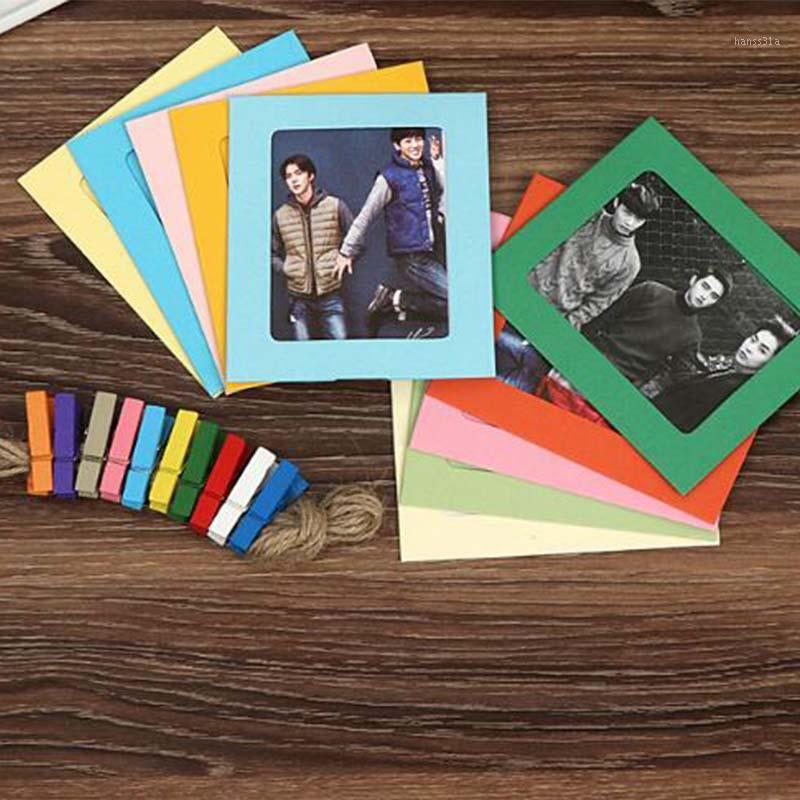 

10pc /2 m Rope 5/6/7 Inch Combination Paper Photo Frame with Clip Photo Frame DIY Wall Hanging Decoration1