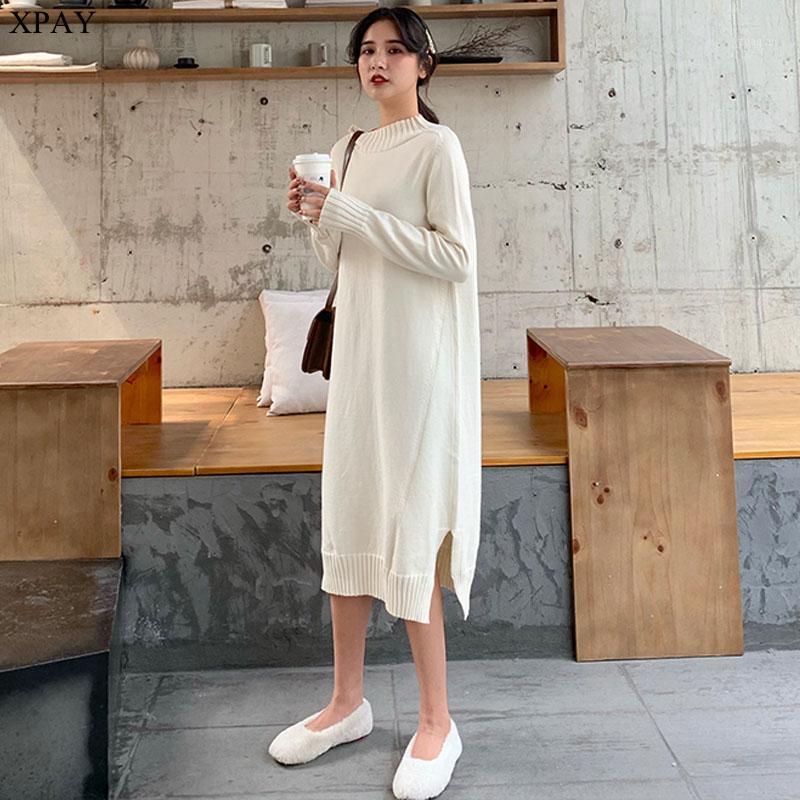 

One Piece Dresses Women 2020 New Autumn Winter Korean Pullover Knitted Sweater Dress Female Office Slim Bodycon Midi Dresses1, Black