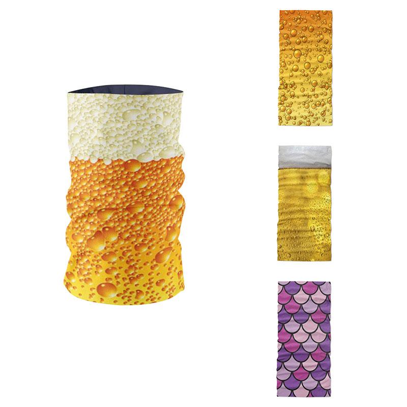 

Novelty Design 3D Printed Women Headband Funny Beer Fish Scale Pattern Outdoor Sports Hiking Hijab Scarf Neck Gaiter Dust Mask