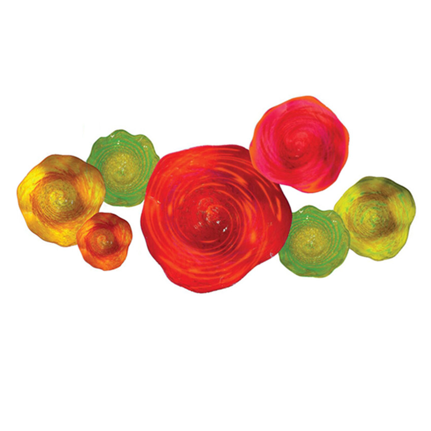 

Fashion Colored Lamps Orange Yellow Green Paltes Modern Murano Lighting Blown Glass Abstract Wall Art Lights