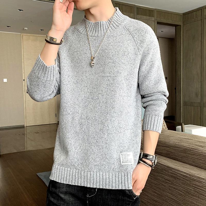 

Korean version of the trend round neck sweater men's 2020 new pullover bottoming sweater loose knit long sleeve A, Mlsm830 cailan