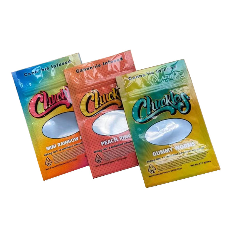 

chuckles packaging bags gummies candy mylar bag peach rings gummy worms mini raiinbow belts 57.7grams flower zipper smell proof resealable