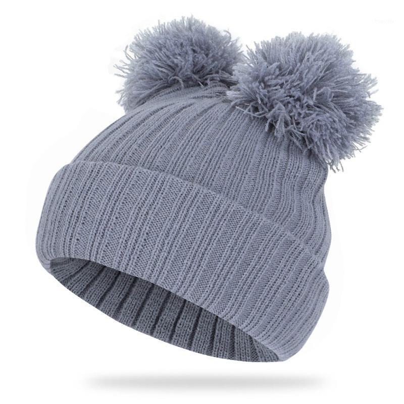 

Baby's Season 1-9 Years Old Cotton Thick Cute Warm Thick Wool Children's Knitted Fur Ball Pullover Cotton-Padded Cap1