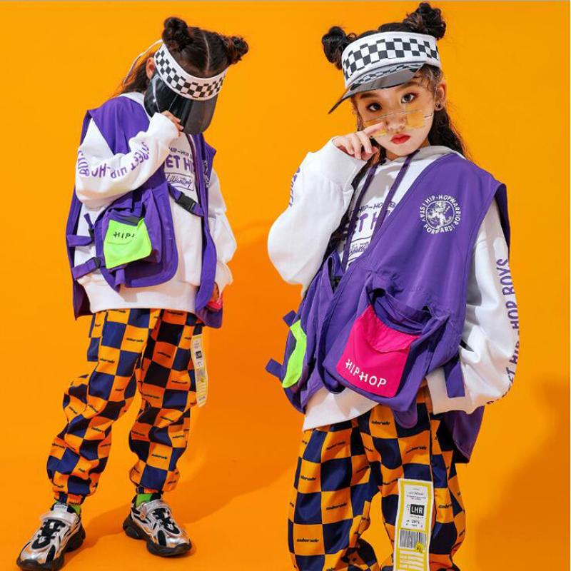 

Girls Ballroom Jazz Modern Dancing Costumes Clothing Suits Children's Hip Hop Dance wear Outfits Stage wear Costumes Clothes, White
