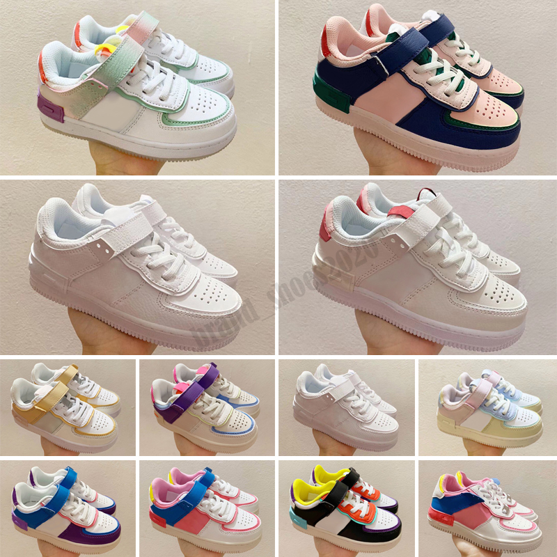 

Children High Cut Black Casual Baby kids One 1 Dunk Shoes Sport Skateboarding Shoes infant boy girl AF Sneakers Forces Trainers, Color 1