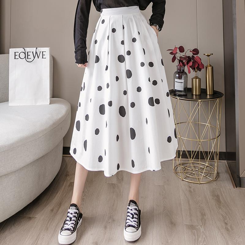 

Make skirts women in early autumn new white a word skirt of tall waist show thin wave point package buttocks long skirt, The picture color