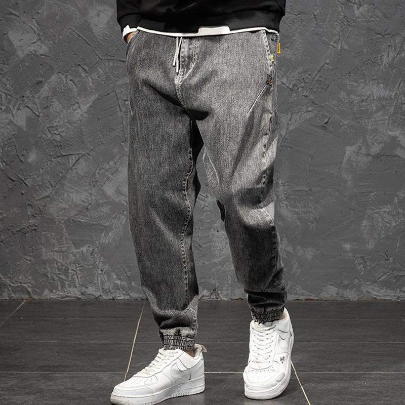 

Men loose stretch harem pants plus size trendy denim trousers autumn jeans denim male loose oversized dropship, Photo color