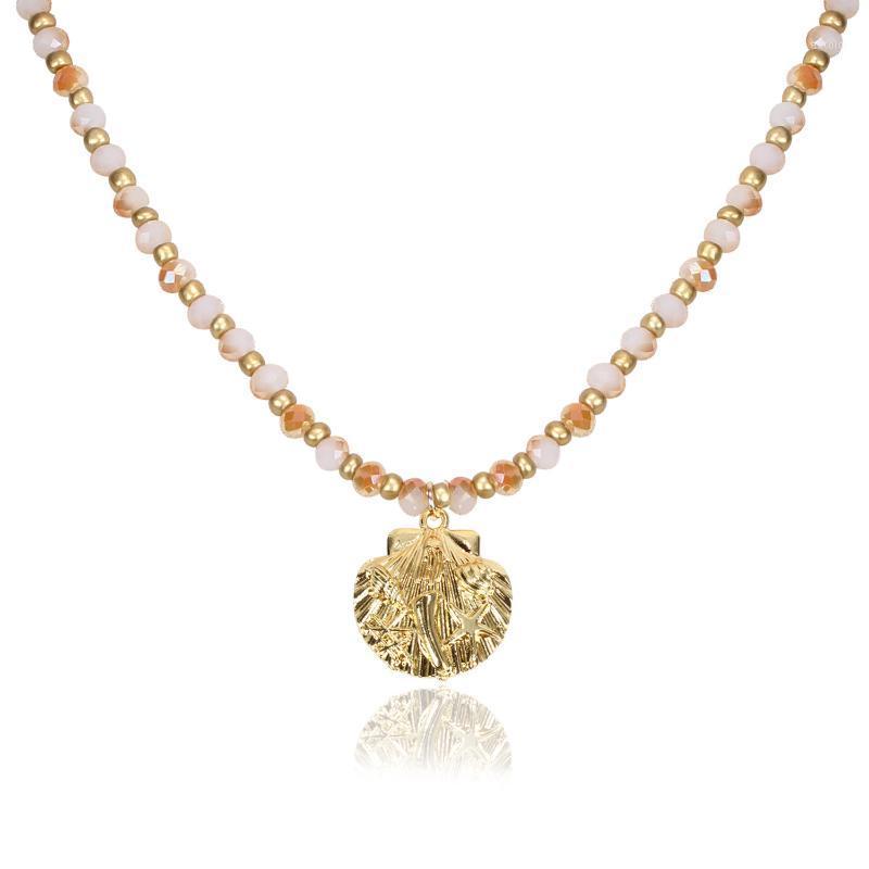 

2020 Europe America Fashion Simple Accessories Glass Crystal Shell Pendant Versatile Necklace Women's Direct Selling1