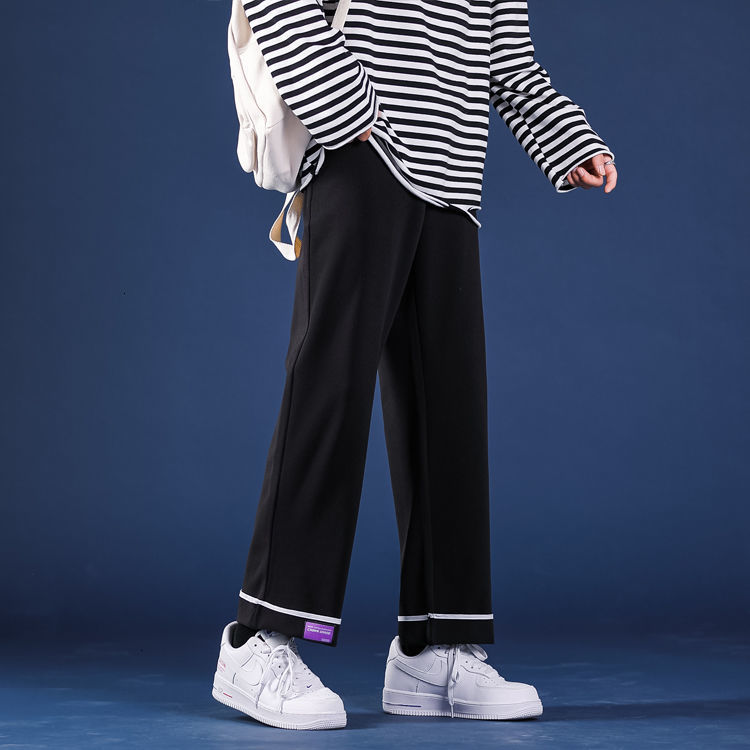 

Men's Trousers 2021 Autumn Thin New Winter Straight Pants Young Clothes QWM5, Black