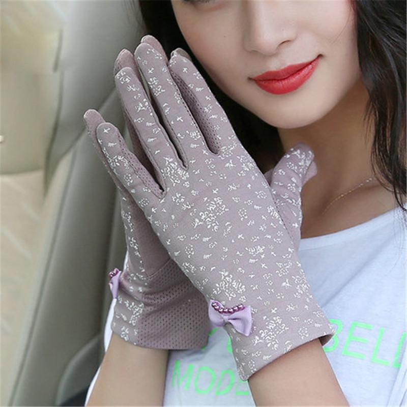 

Driving Summer Gloves Female Thin Anti-Slip Elastic Spring Autumn Cotton Fashion Printed Woman's Gloves Touch Screen FS02