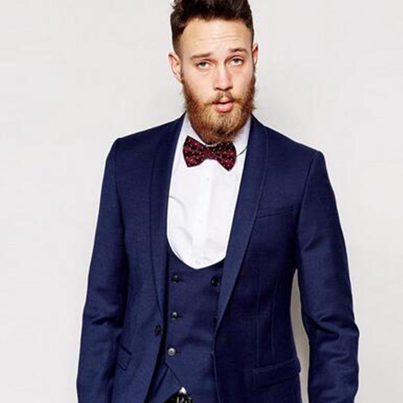 

Center Vent Groomsmen Shawl Lapel Groom Tuxedos Dark Blue Men Suit Wedding Best Man Blazer mens suits (Jacket+Pants+Vest+Tie, Black