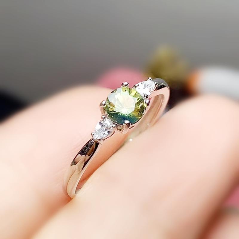 

Cluster Rings Natural Real Green Yellow Sapphire Round Ring 5*5mm 0.65ct Gemstone 925 Sterling Silver Fine Jewelry T2091110, Golden;silver