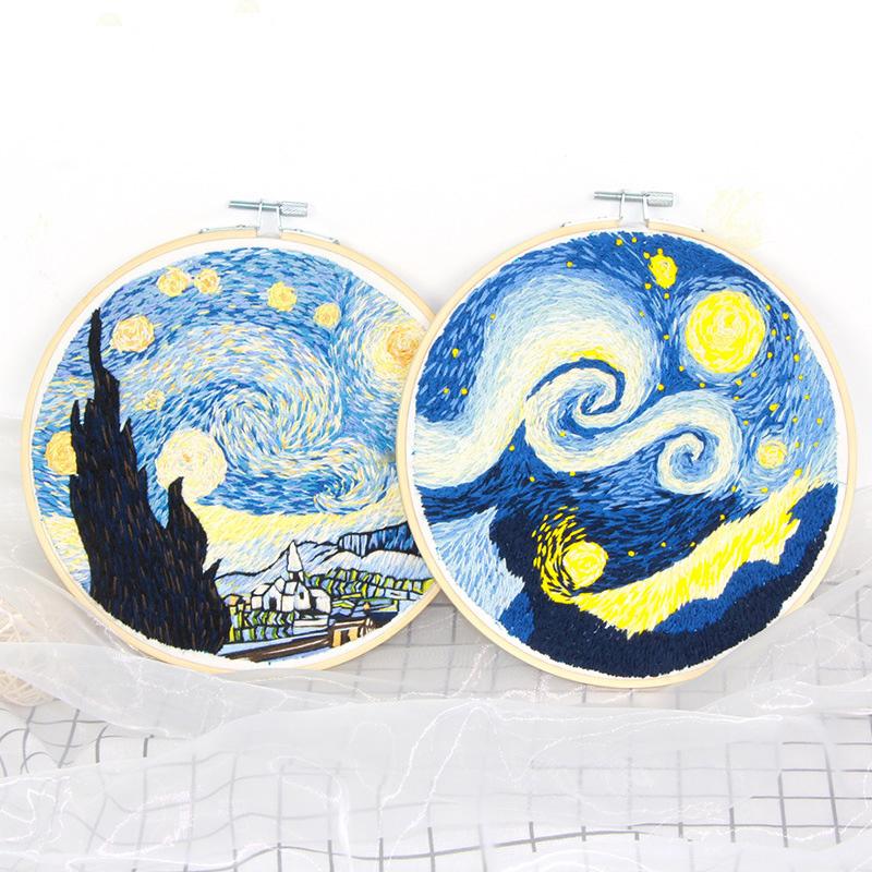 

Gogh starry sky DIY Embroidery Kit Needlework Cross Stitch Landscape Painting Handmade Swing Art Craft Creative Home Decor