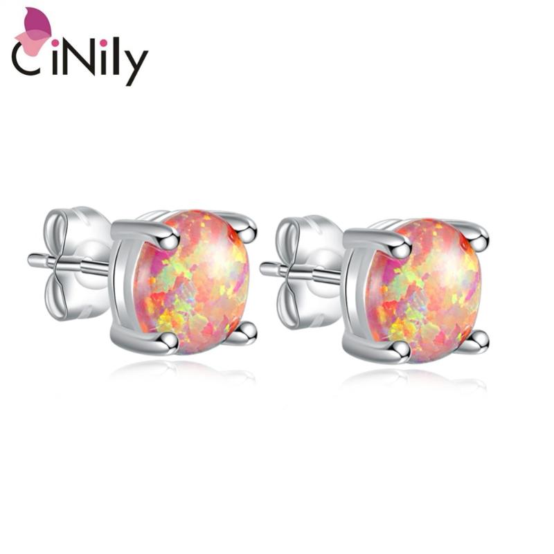 

CiNily Timeless Orange Yellow Fire Opal Stone Stud Earrings Silver Plated Mini Round Ball Bohemia Boho Jewelry Gifts Woman Girl