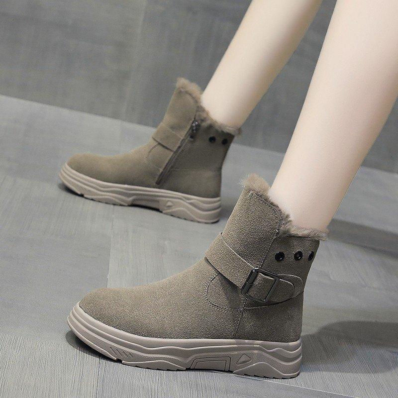 

New Winter Platform Boots Keep Warm Snow Boots Female Casual Shoes Fur Woman Booties Black Lace-Up Ankle Boot Women Botas Mujer