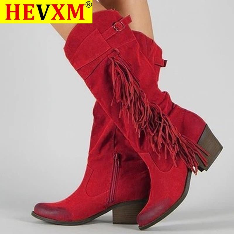 

Women Boots Classic Tassel Western Cowboy Boots Autumn Women High Heels Platform Sexy Ladies Black Pumps