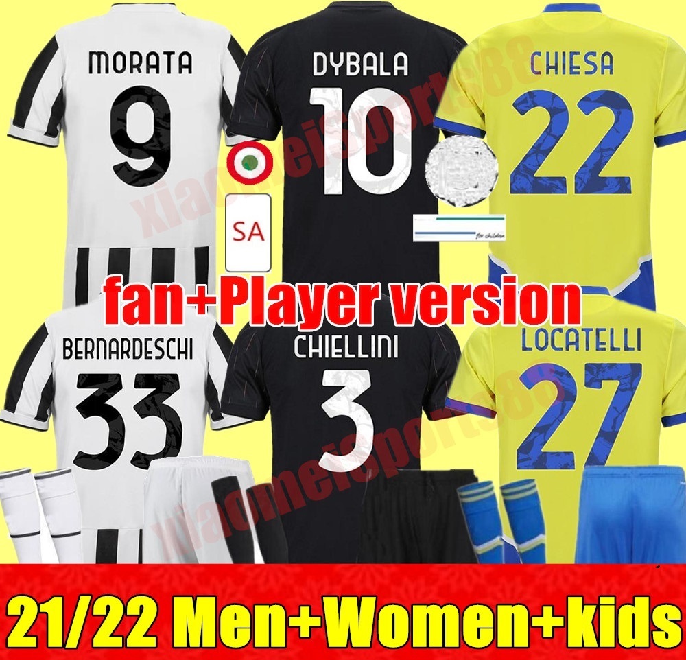 

New 21 22 soccer jersey 2021 2022 KEAN DYBALA MORATA CHIESA SZCZESNY football kit shirts chiellini Kits Men Women Kids sets uniforms, Black;yellow