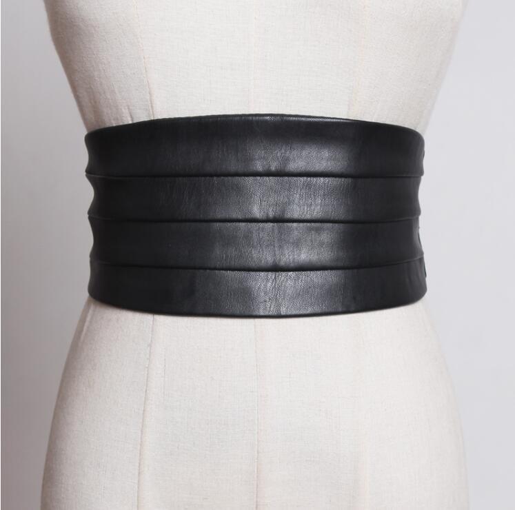 

Women's runway fashion pu leather elastic Cummerbunds female Dress coat Corsets Waistband Belts decoration wide belt R1775 CX200722, Black;brown