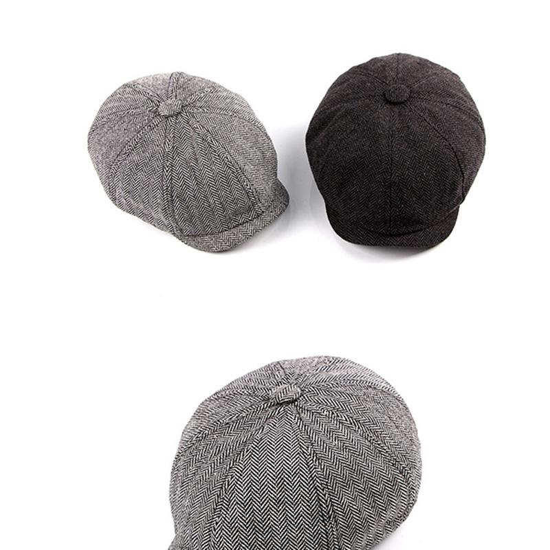 

2021 New men's casual newsboy hat spring and autumn retro beret hat wild casual hats unisex wild octagonal cap, White
