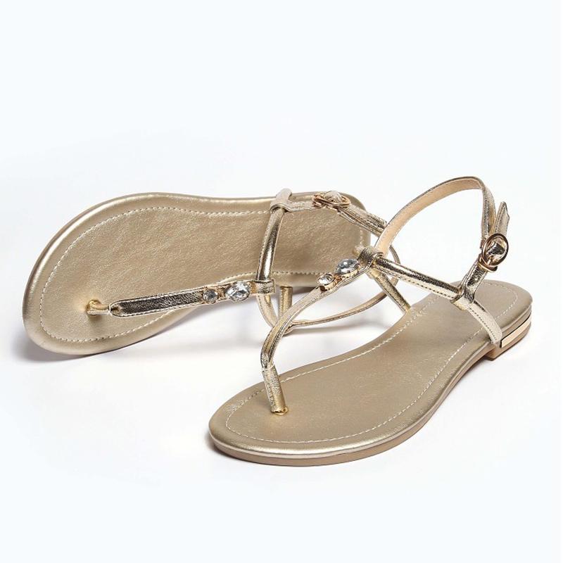 

Summer Woman T-strap Sexy Casual Sandals Beach Vacation Bohemian Simple Style Sandals Flat Heel Pu Buckle Back Strap Large Size, Black