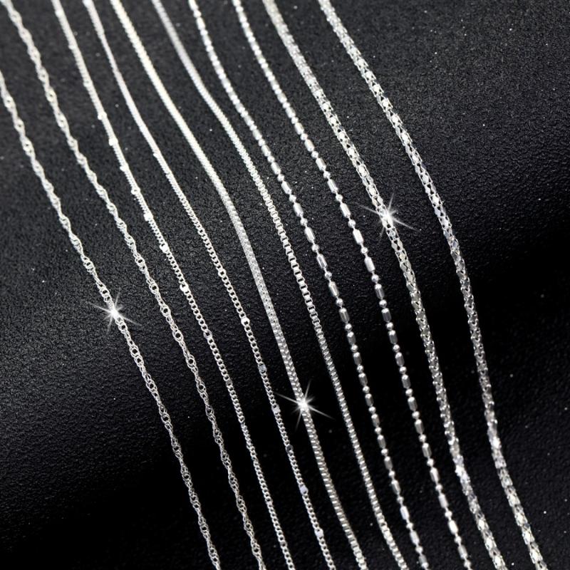 

Hesiod 5pcs/Set Silver Chain Necklace for Men Women Curb Chain Necklace 45-51cm Fashion Jewelry