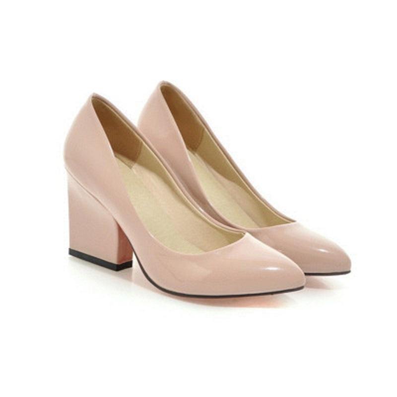 

Ladies large size rough high heels spring, summer and autumn new pointed shallow mouth women's shoes red wedding shoes