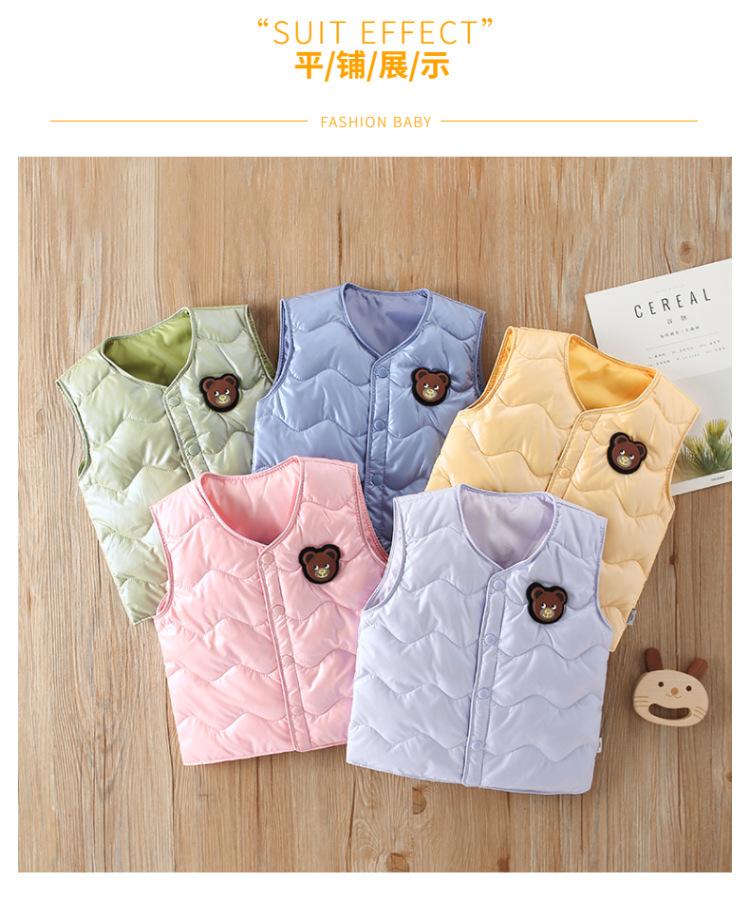 

2021 Winter Autumn Kids Feather Waistcoat Down Vest Waistcoat Girl Boy Winter Feather Clothes Solid Vest Children Warm, Blue