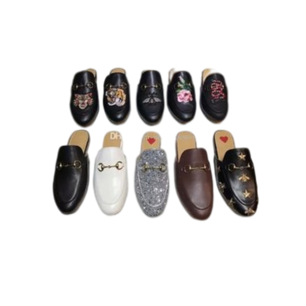 

Men Luxury leather loafers Muller Designer slipper Mens shoes with buckle Fashion Men Princetown slippers brown Casual Mules Flats 38-46, Pink leather