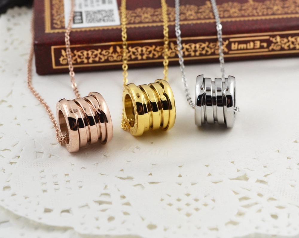 

Top Quality Classic Rose Gold color Simple Fashion Spring stainless steel Clavicle Necklace ,three colors available