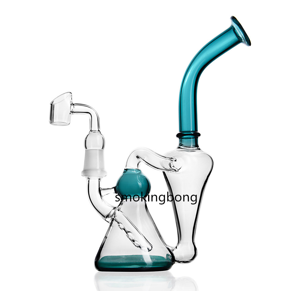 

8.6 inchs beaker bong spiral perc recycler dab rigs smoking accessories tobacco heady glass water bongs hookahs with 14mm joint