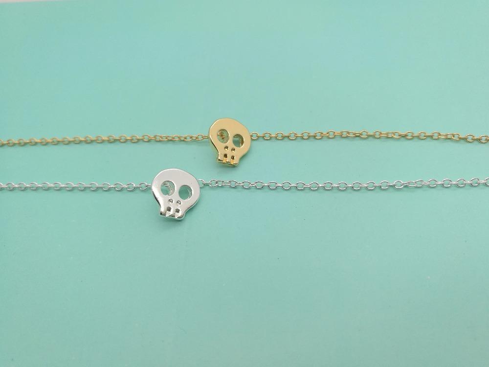 

Charm Bracelets Tiny Cute Metal Sugar Cool Skeleton Skull Bracelet Simple Animal Face Head For Women