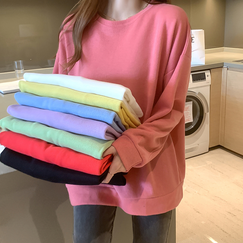 

2021 New Winter Autumn Hoodie Sweatshirt o Neck Pullovers Loose Casual Hoody Hoodies Women Tracksuit Tops Jiju, Taro purple