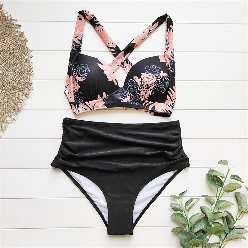 

New High Waist Set 2021 Print Swimwear Women Beachwear Two Pieces Swimsuit Push Up Bikinis Plus Size Beathing Suit Grbl, Ls0219d3