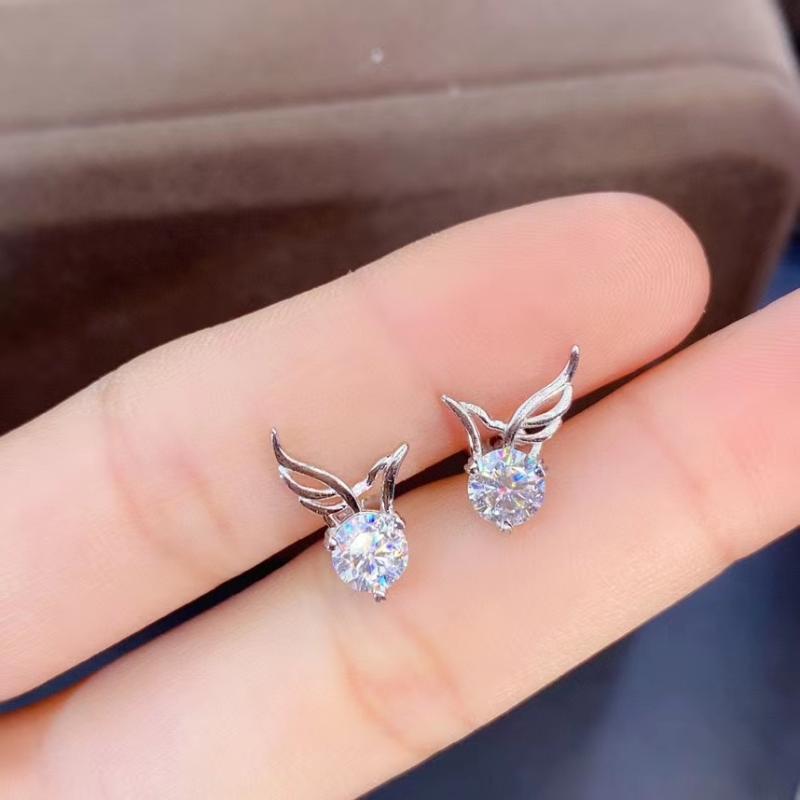 

2021 bird style Moissanite stud earrings for women each 6.5x6.5mm size shiny gem GRA certificate real 925 silver birthday gift
