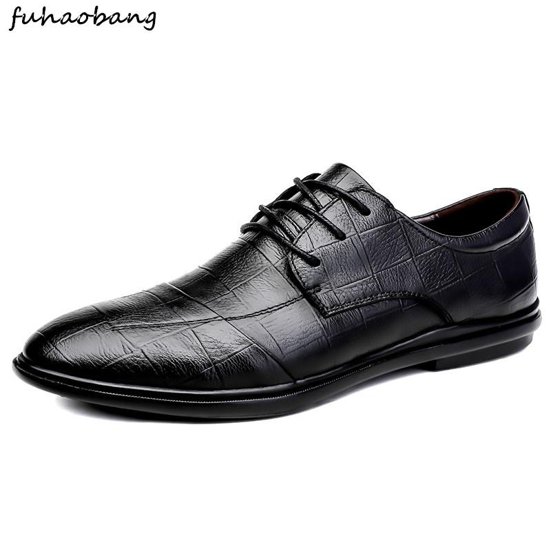 

Genuine Leather Men Shoes Fashion Lace-up Oxford Shoes Dress Footwear Business Office wedding Big Size 47 Party Footwear, Black