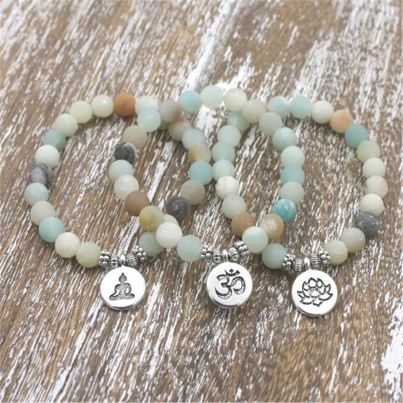

Buddha OM Lotus Chakra bracelet homme Amazoned Stones Bracelets Women Men Jewelry