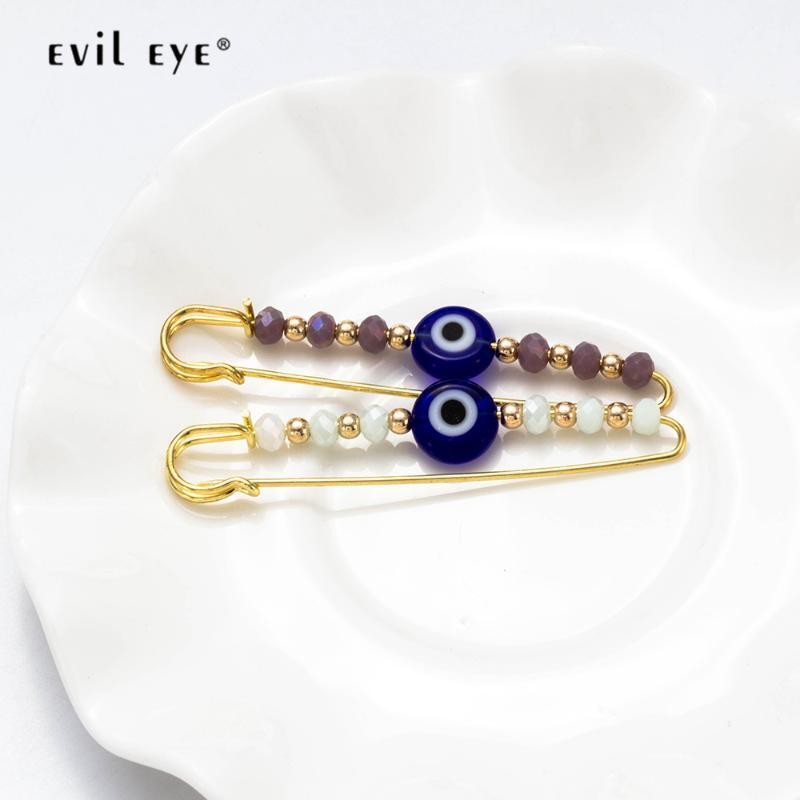 

Evil Eye Bead Brooch Purple White Crystal Pin Jewelry Gold Brooch For Women Men Kids DIY Gifts EY53551, Gray
