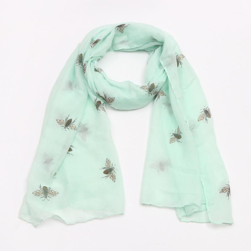 

2020 New Bee Print Gold Foil Scarves Shawls Wrap Women Soft Animal Pattern Fringe Scarf Hijab 6 Color Free Shipping1