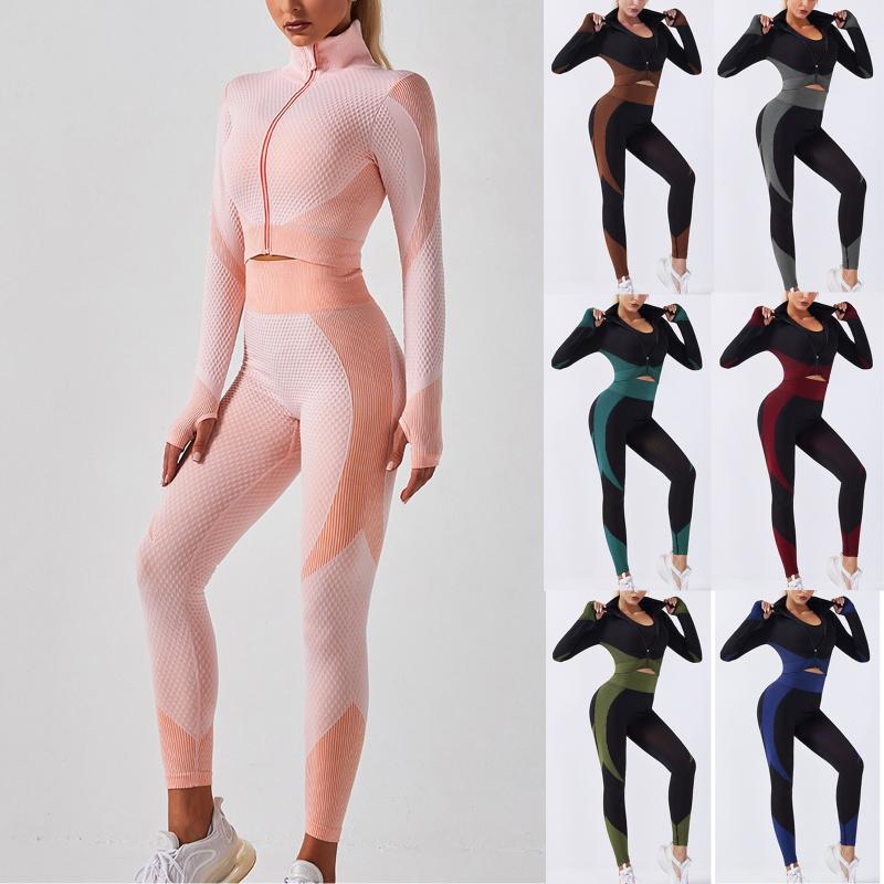 

Women yoga set gym clothing Female Sport fitness suit Running Clothes yoga top+ Leggings women Seamless gym bra suits -L