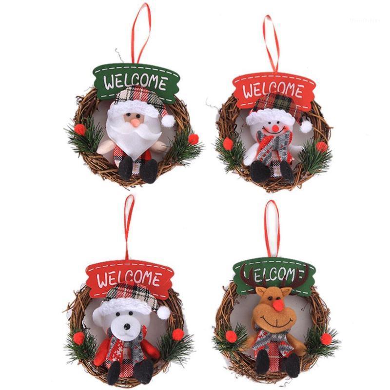 

Christmas Garland Christmas Wreath Tree Rattan Pendent Old Man Snowman Deer Party Hotel Mall Door Ring Window Ornament1