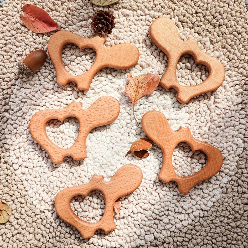 

Let's Make Beech Olive Oil 50pcs Wooden Animal Elephant Koala Butterfly Hippo Hedgehog Bird Cat Baby Teether Bpa Free Toys