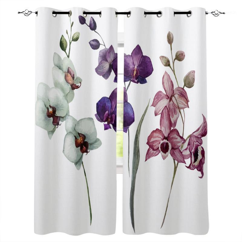 

Colorful Orchid Flower Plant Art Window Treatments Curtains Valance Window Curtains Living Room Bathroom Kitchen Drapes1, As pic